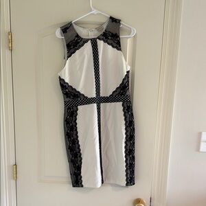 Daniel Cremieux Black and White Halter Sheath Mini Dress